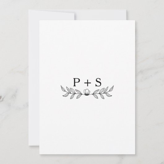 Minimalist black and white Modern Monogram Wedding Save The Date (Rückseite)