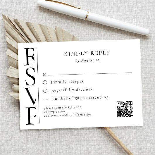 Minimalist Black and White Modern Wedding RSVP Karte