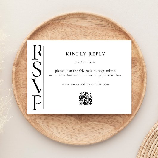 Minimalist Black and White Modern Wedding RSVP Karte