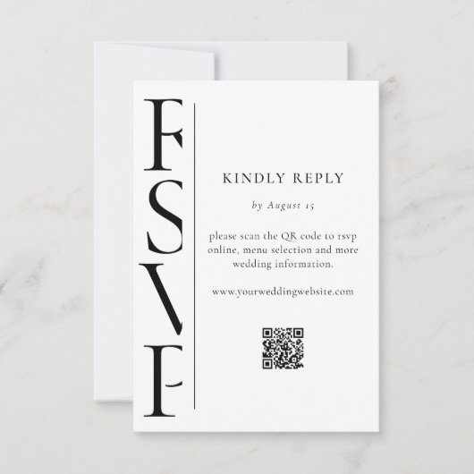 Minimalist Black and White Modern Wedding RSVP Karte (Vorderseite)