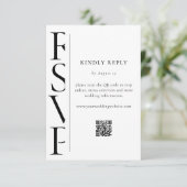 Minimalist Black and White Modern Wedding RSVP Karte (Stehend Vorderseite)