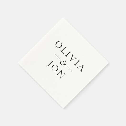 Minimalist Black and White Names Wedding Serviette (Ecke)