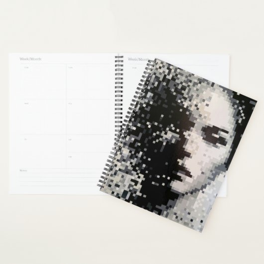 Minimalist black and white pixel portrait planner  planer (Anzeige)