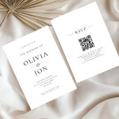Minimalist Black and White QR Code Wedding Einladung