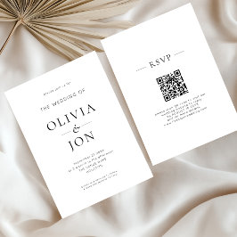 Minimalist Black and White QR Code Wedding Einladung