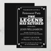 Minimalist Black and White Retirement Party Einladung (Vorne/Hinten)