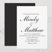 Minimalist Black and White Script Wedding Einladung (Vorne/Hinten)