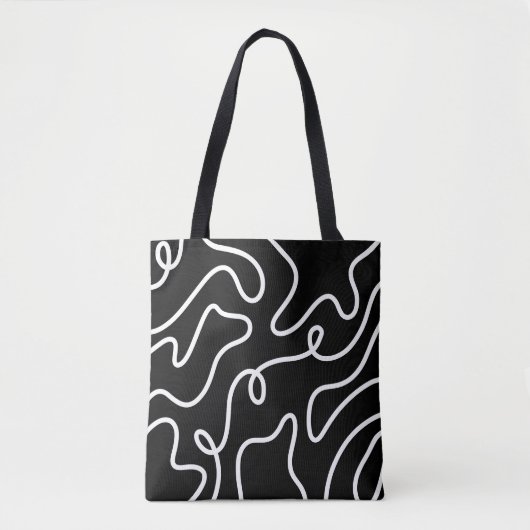 Minimalist Black and White Wavy Line Art  Tasche (Vorderseite)