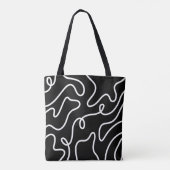 Minimalist Black and White Wavy Line Art  Tasche (Rückseite)