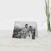 Minimalist Black and White Wedding Photo Dankeskarte (Vorderseite)