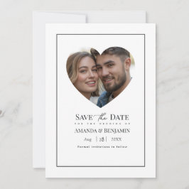 Minimalist Black and White Wedding Photo Save The Date