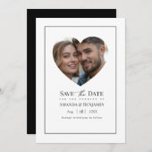 Minimalist Black and White Wedding Photo Save The Date (Vorne/Hinten)