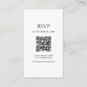 Minimalist Black and White Wedding RSVP QR Code Begleitkarte (Vorderseite)