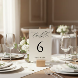 Minimalist Black and White Wedding Table Number Sockelschild