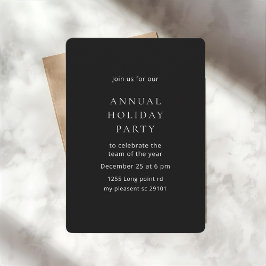 Minimalist Black Annual Holiday Party  Einladung