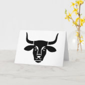 Minimalist Black Bull Head Ox Silhouette Karte (Gelbe Blume)