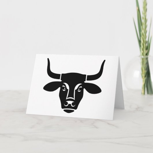 Minimalist Black Bull Head Ox Silhouette Karte (Vorderseite)