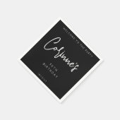 Minimalist Black Calligraphic 30th Birthday Party Serviette (Ecke)