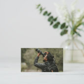 Minimalist Black Camera Logo Photographer Double-S Visitenkarte (Stehend Vorderseite)