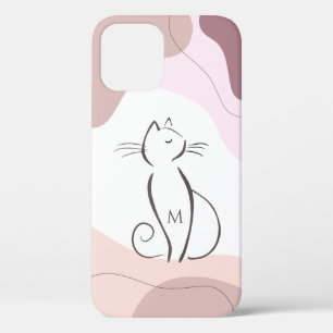 Minimalist Black Cat Boho Organische Formen Monogr Case-Mate iPhone Hülle