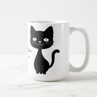 Minimalist Black Cat Cartoon Funny Cat Illustratio Kaffeetasse