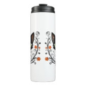 Minimalist Black Cat Green Eyes Filigree Design Thermosbecher (Vorderseite)