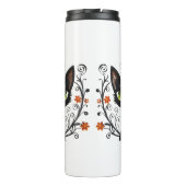 Minimalist Black Cat Green Eyes Filigree Design Thermosbecher (Rückseite)