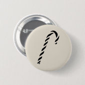 Minimalist Black Christmas Candy cane Button (Vorne & Hinten)