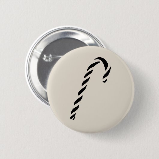 Minimalist Black Christmas Candy cane Button (Vorne & Hinten)