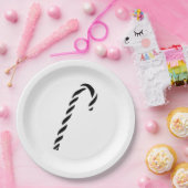Minimalist Black Christmas Candy cane Pappteller (Party)
