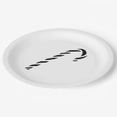 Minimalist Black Christmas Candy cane Pappteller (Schrägansicht)