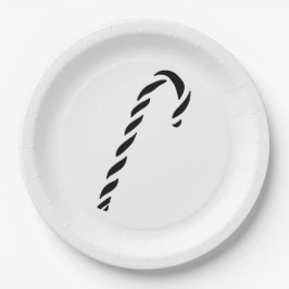 Minimalist Black Christmas Candy cane Pappteller