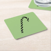 Minimalist Black Christmas Candy cane Rechteckiger Pappuntersetzer (angewinkelt)