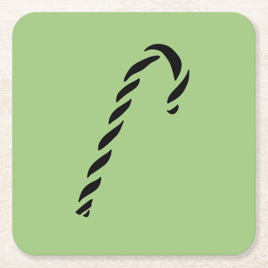Minimalist Black Christmas Candy cane Rechteckiger Pappuntersetzer (Vorderseite)
