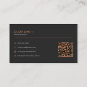 Minimalist Black Copper Geometric QR Code Visitenkarte (Rückseite)