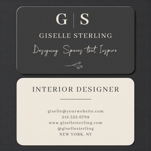 Minimalist Black & Cream Interior Designer Visitenkarte
