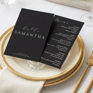Minimalist Black Elegant Guest Place card and Menükarte