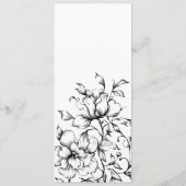 Minimalist Black Floral Place Card Menu Menükarte (Rückseite)