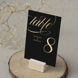 Minimalist Black Foil Script Wedding Table Number Folieneinladung