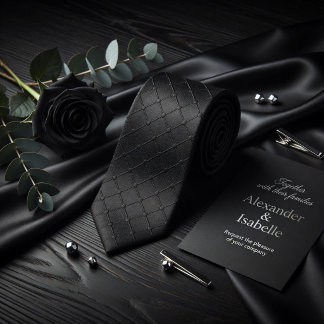 Minimalist Black Geometric Grid Dotted Texture Krawatte