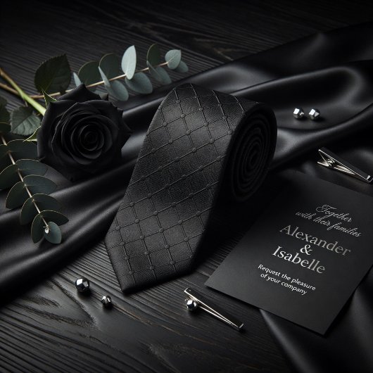 Minimalist Black Geometric Grid Dotted Texture Krawatte