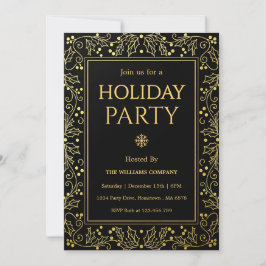 Minimalist Black & Gold Holiday Gathering Einladung