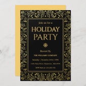 Minimalist Black & Gold Holiday Gathering Einladung (Vorne/Hinten)