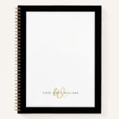 Minimalist Black Gold Zwei-Rahmen-Monogramm Notizblock (Vorderseite)