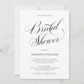 Minimalist Black Handwritten Script Bridal Shower Einladung (Vorderseite)