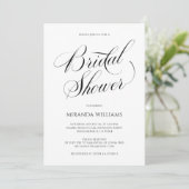 Minimalist Black Handwritten Script Bridal Shower Einladung (Stehend Vorderseite)