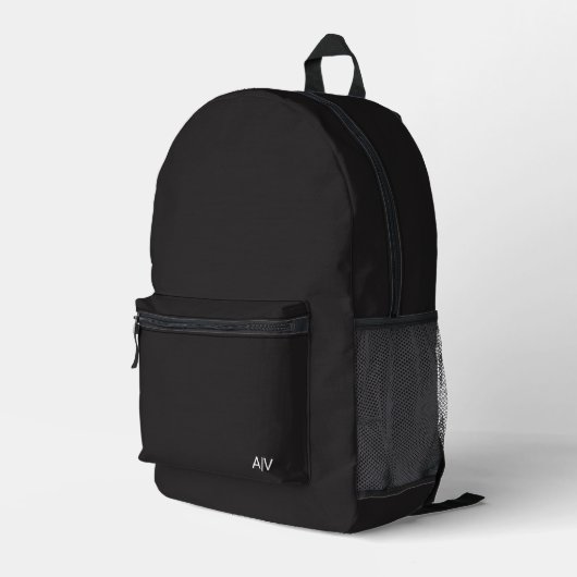 Minimalist Black Monogram Bedruckter Rucksack (Rückseitige Ecke Rechts)