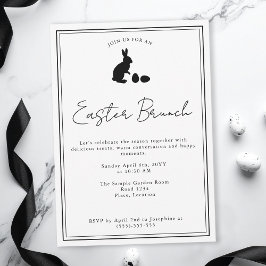 Minimalist Black On White Bunny Easter Brunch Einladung