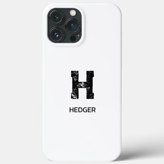 MINIMALIST BLACK ONE LETTER MONOGRAM NAME WHITE Case-Mate iPhone HÜLLE (Rückseite)