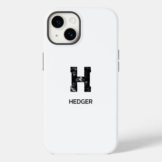 MINIMALIST BLACK ONE LETTER MONOGRAM NAME WHITE Case-Mate iPhone HÜLLE (Rückseite)
